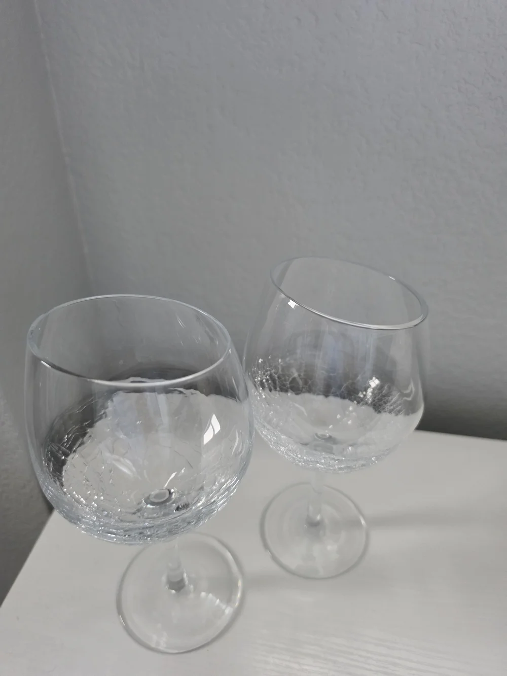 Pier One Clear Crackle Glass Wine Goblets - Set of 2